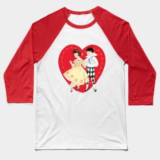 Vintage Valentine's Day Heart and Harlequin Baseball T-Shirt